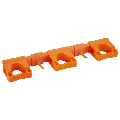 Afbeelding van Vikan Ophangsystemen Hygiene Hi Flex Ophangsysteem met 3 Rubber Band Klemmen en 2 Haken Oranje 420mm