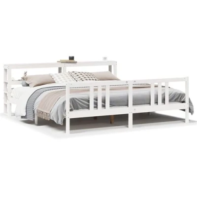 Image de vidaXL Cadre de lit sans matelas blanc 200x200 cm bois massif pin