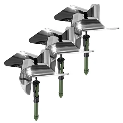 Afbeelding van GARDIGO® 3 windmolens voor de tuin, vogelafschrikker, vogels, reigers, kraaien, eksters, boeren en mussen, reflecterend afschrikmiddel door rotatie