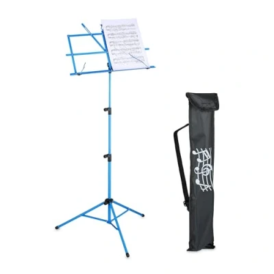 Image de Relaxdays Pupitre pliable Dimensions (H x l P) : 140 53 49 cm Extensible En métal Pour guitare, violon, chant, bleu