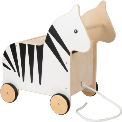 Afbeelding van Small Foot Houten Speelgoedbox en Trekfiguur Zebra Wildlife