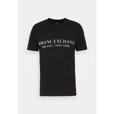 Afbeelding van Armani Exchange heren T shirt met logoprint in de kleur Zwart, maat: S