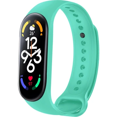 Afbeelding van iMoshion Bandje Geschikt voor Xiaomi Mi band 7 Siliconen inkliksysteem ronde sluiting Mintgroen