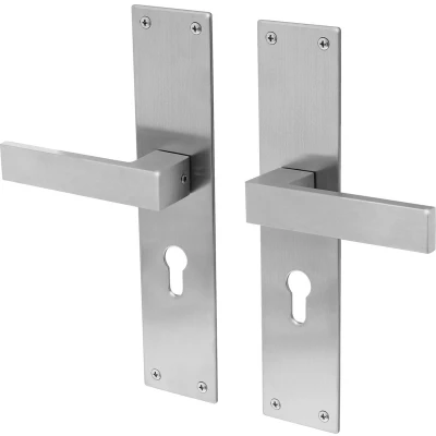 Afbeelding van Deurkruk Lavuzo Trapini RVS Deurklink op schild PC55 Per set