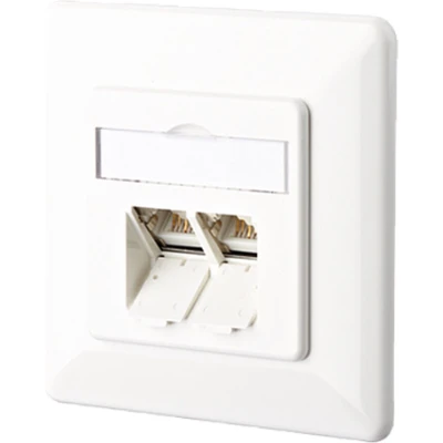 Afbeelding van Metz Connect 1307381002 I Netwerkdoos Inbouw (in muur) Inzet met centraalstuk en frame CAT 6 2 poorten Zuiver wit