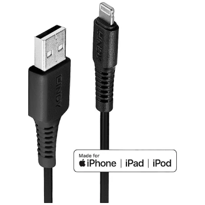 Afbeelding van LINDY USB kabel 2.0 A stekker, Apple Lightning stekker 3.00 m Zwart 31322