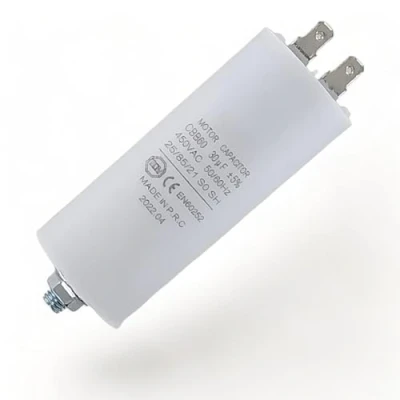 Afbeelding van DEKAROX Universele condensator 30 µF 450 V Ø 40 x 95 mm met steekklemmen AMP 6,3 bevestigingsschroeven M8 CBB60 start en racecondensator voor huishoudelijke apparaten