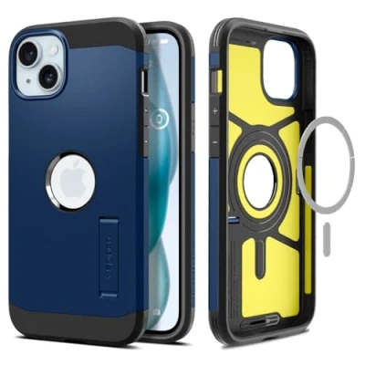 Afbeelding van Spigen Tough Armor MagFit hoesje voor iPhone 15 Blauw