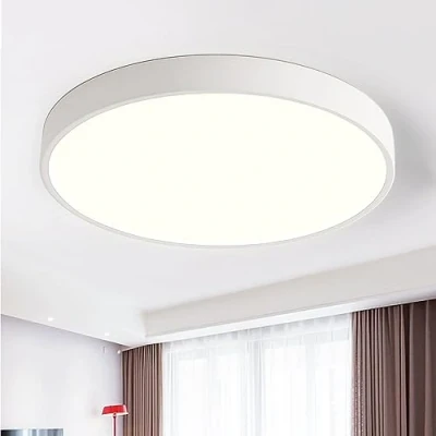 Afbeelding van Style home Led plafondlamp, 48 W, diameter 50 x 4 cm, warmwit, 3000 K, ultradunne ronde lamp van metaal, voor woonkamer, slaapkamer, kantoor, keuken, hal, zwart