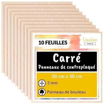 Afbeelding van Creative Deco 10 stuks 30x30cm Multiplex Platen Vierkant 300 x 3 mm (+/ 0.5 mm) Baltische Berkenhoutlaag Perfect voor Pyrografie, Lasersnijden, CNC router, Modellering, Fretwerk, Rolzaag