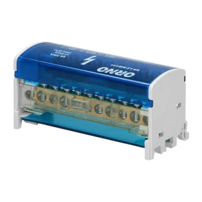 Afbeelding van Orno LZ 8201 verdeelblok 80 500 A voor DIN rail of elektrisch bord met uitgangs en ingangsklemmen (11 draden)