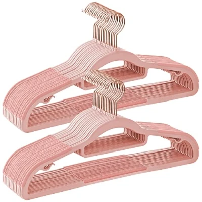 Afbeelding van SONGMICS Kleiderbügel, 30er Set, Jackenbügel aus Kunststoff, gut belastbar, Anti Rutsch Design, platzsparend, 0,6 cm Dicke, 42 lang, mit Haken in Roségold, hellgrau dunkelgrau CRP020G01