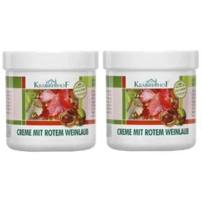 Afbeelding van Kräuterhof® Set van 2 rode wijnstokken (2 x 250 ml) hoogwaardige been en voetcrème met extracten wijnbladeren paardenkastanje
