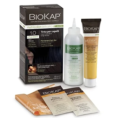 Afbeelding van Bio KAP Nutricolor Doux Rapid, ammoniakvrije haarkleur die het haar zacht maakt, met 10 minuten aanbrenging, 135 ml (1,0 zwart)