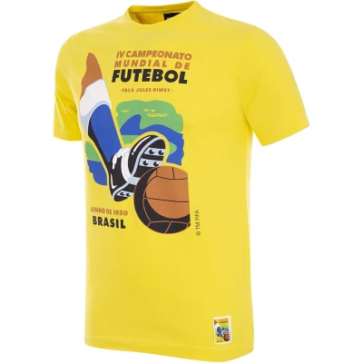 Afbeelding van COPA Brazilië 1950 World Cup Emblem T Shirt M Geel