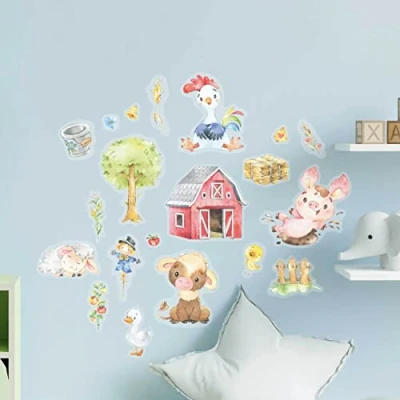 Afbeelding van Papierdrachen Set van 7 muurstickers 8 vellen met Voor kinderen Wanddecoratie boerderij 22 x 30 cm per vel jongens en meisjes