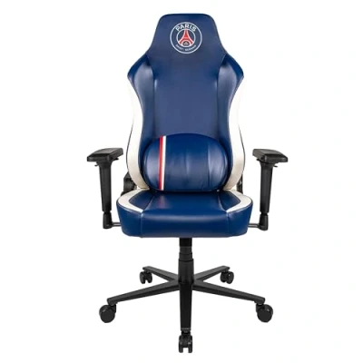 Afbeelding van Konix PSG Premium gamingbureaustoel, 150 zithoek, PU leer, lenden en nekkussen, verstelbaar, hoofdsteun, blauw