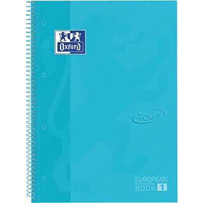Afbeelding van Oxford School Touch Europeanbook spiraalblok, ft A4+, 160 bladzijden, geruit 5 mm, pastel blauw stuks