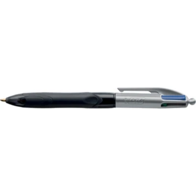 Afbeelding van Bic 4 Colours Grip Pro, Balpen, 0,32mm, Klassieke Inktkleuren, Lichaam Donkergrijs Balpen