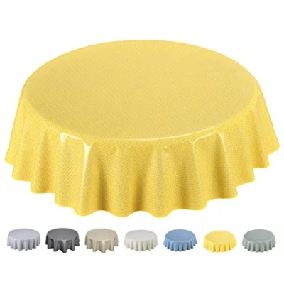 Afbeelding van Home Direct Tafelkleed van pvc, rond, 160 cm, geel