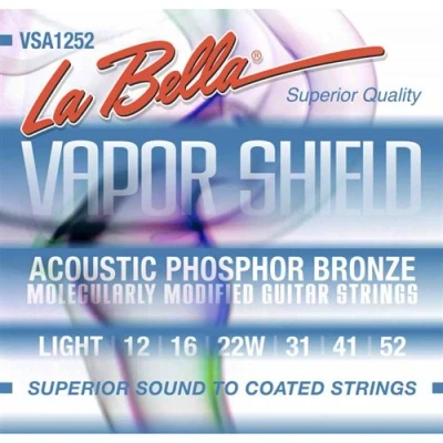 Image de Labella Vapor Shield Jeu de cordes guitare acoustique Phosphor Bronze Light 12 52