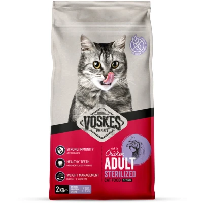 Afbeelding van 6x Voskes Kattenbrokken Sterilized Adult Kip 2 kg