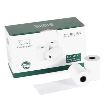 Afbeelding van Supfive 20 rollen thermisch papier voor kassa, 19,5 m, 57 x 40 mm, POS EPOS EFTPOS systeem