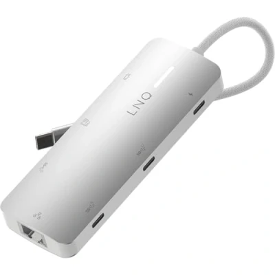 Afbeelding van LINQ 8 in 1 Pro C Multiport Hub met 4K HDMI, Ethernet en Kaartlezer 10Gbps Geschikt voor Laptops Tablets