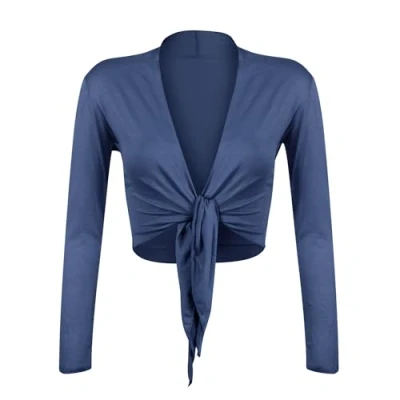 Afbeelding van Gloop Bolero voor dames, met lange mouwen, geknoopt, jeanblauw, M