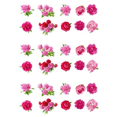 Afbeelding van 30 stuks prachtige roze pioenrozen van eetbaar papier voor taartdecoratie