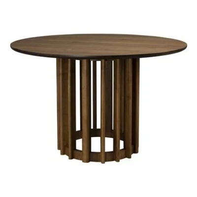 Afbeelding van Dutchbone Barlet Eettafel Rond 120 cm Hout Walnoot Bruin