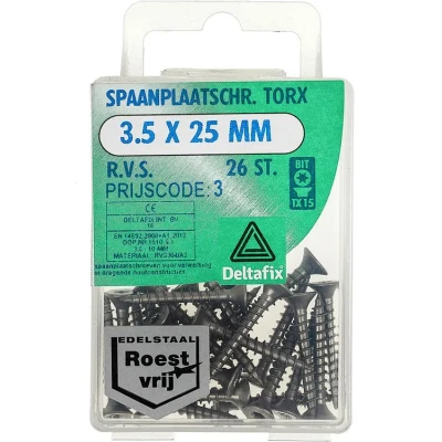 Afbeelding van Sp.pl.schr.torx 3,5x25mm rvs 26st Deltafix
