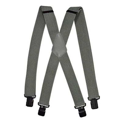 Afbeelding van Olata Bretels voor heren, breed, X, met extra brede zwarte clips, 4 cm, grijs.