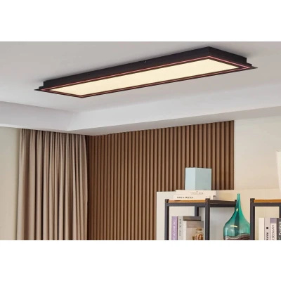Afbeelding van Lucande LED plafondlamp RGB met dimmer CCT 1licht Ijzer, plastic H: 4.65 cm zwart, wit Inclusief lichtbron