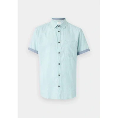 Afbeelding van Tom Tailor Korte Mouw Overhemd Heren XXL Turkoise Linnen 1045098