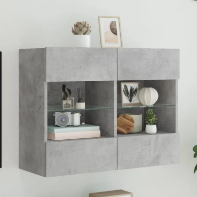 Afbeelding van Tv wandmeubel met LED verlichting 78,5x30x60,5 cm betongrijs
