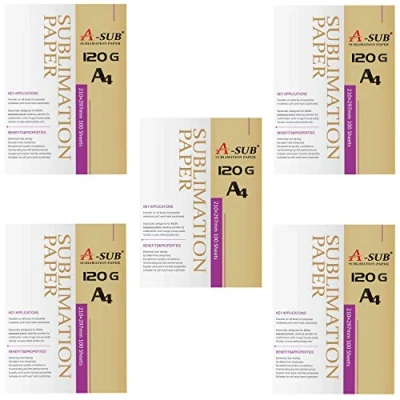 Afbeelding van A SUB Sublimatiepapier A4, 210 x 297 mm, 500 vellen, 120 g/m², compatibel met EPSON, SAWGRASS, RICOH, BROTHER sublimatieprinters