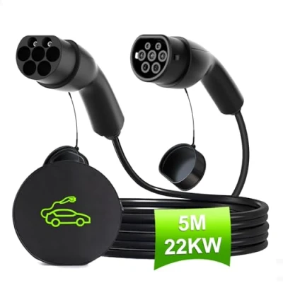 Afbeelding van Aiskooc EV oplaadkabel met opbergtas, modus 3 type 2 naar laadkabel, 22 kW 32 A 5 m elektrische autolaadkabel, fasen oplader voor en PHEV