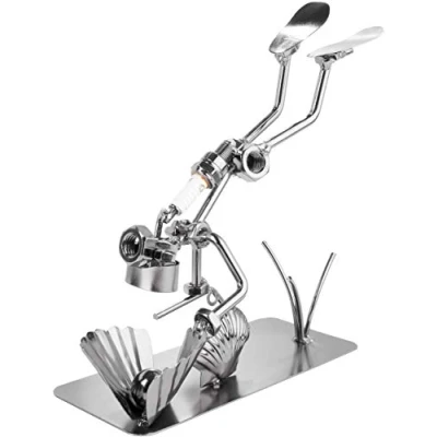 Afbeelding van BRUBAKER Schroef Man Duiker met Schelp Handgemaakte IJzer Figuur Metalen Parel Cadeau Idee voor Duikers