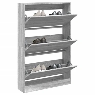 Afbeelding van Schoenenkast 80x21x125,5 cm bewerkt hout grijs sonoma eiken