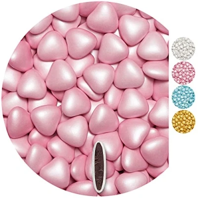 Image de EinsSein® Dragées au chocolat, 500 g, environ 277 pièces, taille moyenne, roses, en forme de cœurs et perles, cadeaux d&#039;invités pour mariage, baptême, bar à bonbons