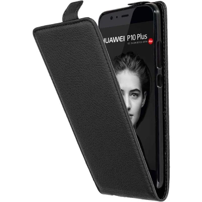 Afbeelding van Cadorabo Hoesje geschikt voor Huawei P10 PLUS in ZWARTE OXIDE Beschermhoes flip design Case Cover van getextureerd imitatieleer