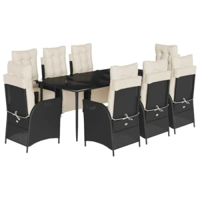 Afbeelding van vidaXL 9 delige Tuinset poly rattan zwart