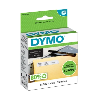 Image de Dymo label 500 pcs 5,1cm x 1,9 cm blanche auto adhésif S0722550