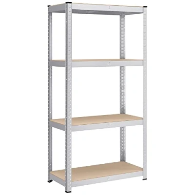 Afbeelding van SONGMICS GLR044E02 Set van 2 zware planken, stalen snelle montage, gereedschapsplanken, garage, magazijn, bergruimte, belastbaar tot 520 kg, 40 x 80 160 cm, zilver