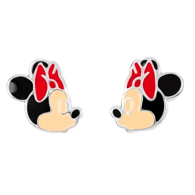 Afbeelding van Disney Minnie Mouse 925 Sterling zilveren emaille oorstekers voor meisjes, zilver, zilver