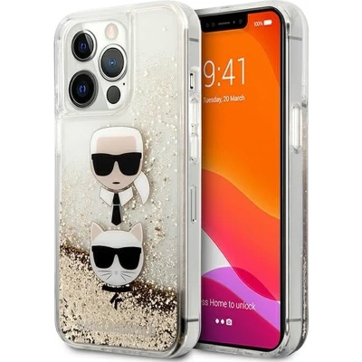 Afbeelding van Karl Lagerfeld KLHCP13XKICGLD iPhone 13 Pro Max 6,7&quot; goud/goud hardcase Liquid Glitter Karl&amp;Choupette Head