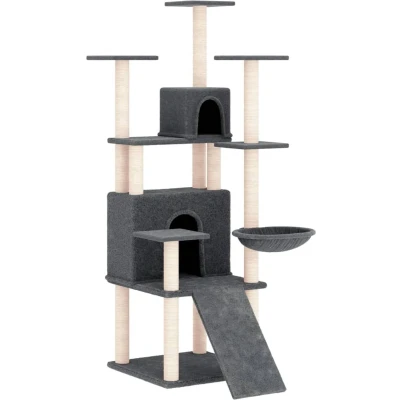 Afbeelding van Kattenmeubel met sisal krabpalen 154 cm donkergrijs