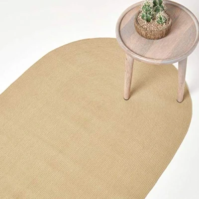 Afbeelding van Homescapes Handgeweven gevlochten vloerkleed in beige, 60 x 90 cm