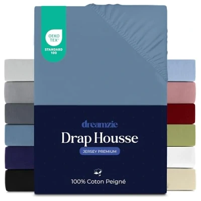 Afbeelding van Dreamzie Hoeslaken, jersey, 100% katoen, matrashoogte tot 25 cm, hypoallergeen, Oeko Tex